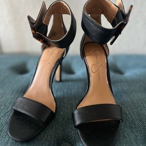 Jessica Simpson open toe big buckle heels NEW